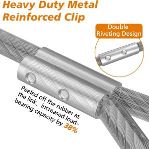 XiaZ Dog Tie Out Cable, Heavy Duty Dog Chains for Outside with Lockable Hook, Pet Runner Cable Leads for Yard, Dogs Line Tether for Small Medium Large Dogs Up to 250 LBS (40FT, Silver)