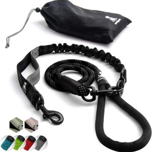 SparklyPets - Heavy Duty Bungee Rope Leash for Large and Medium Dogs - No Pull, Shock Absorber Long Dog Training Lead - No Slip Reflective Line for Outside (5.5 Ft Bungee Leash)