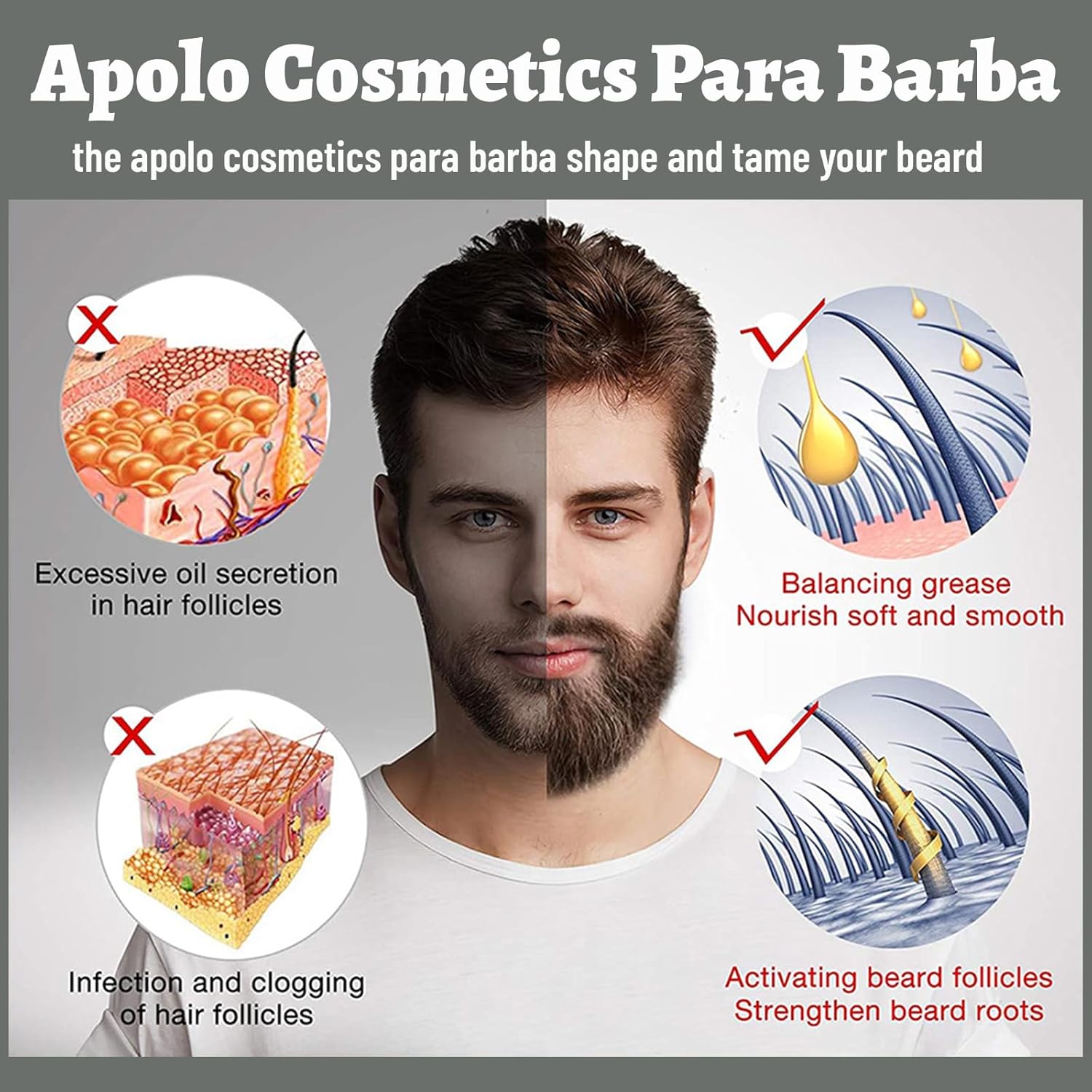 Para Barba, Crecimiento De Barba Para Hombre, Beard Stimulating Balm Beard Cream, Estimulante De Barba Ultra Potente, Beard Balm for Men Growth Oil, Balsamo Negro Moisturizes Strengthens (1PCS) - Image 3