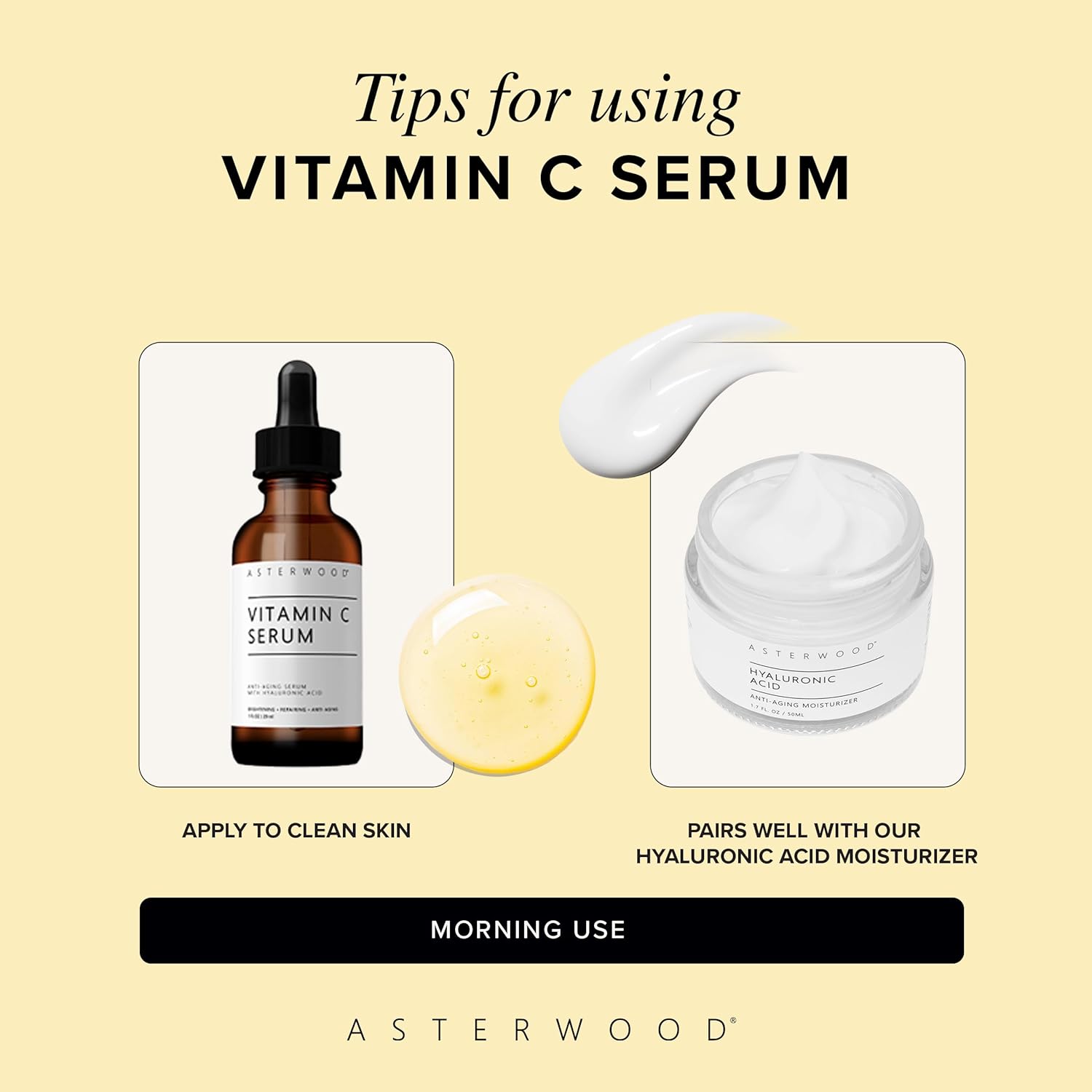 Asterwood Vitamin C Face Serum – with Hyaluronic Acid – Smoothing, Hydrating, Helps Support Healthy-Looking Skin Smoothness – Fragrance-Free – 8 Fl Oz - Image 3