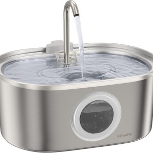 PawsPik SS-01 Stainless Steel Faucet-Design Cat Fountain 108.2 oz.
