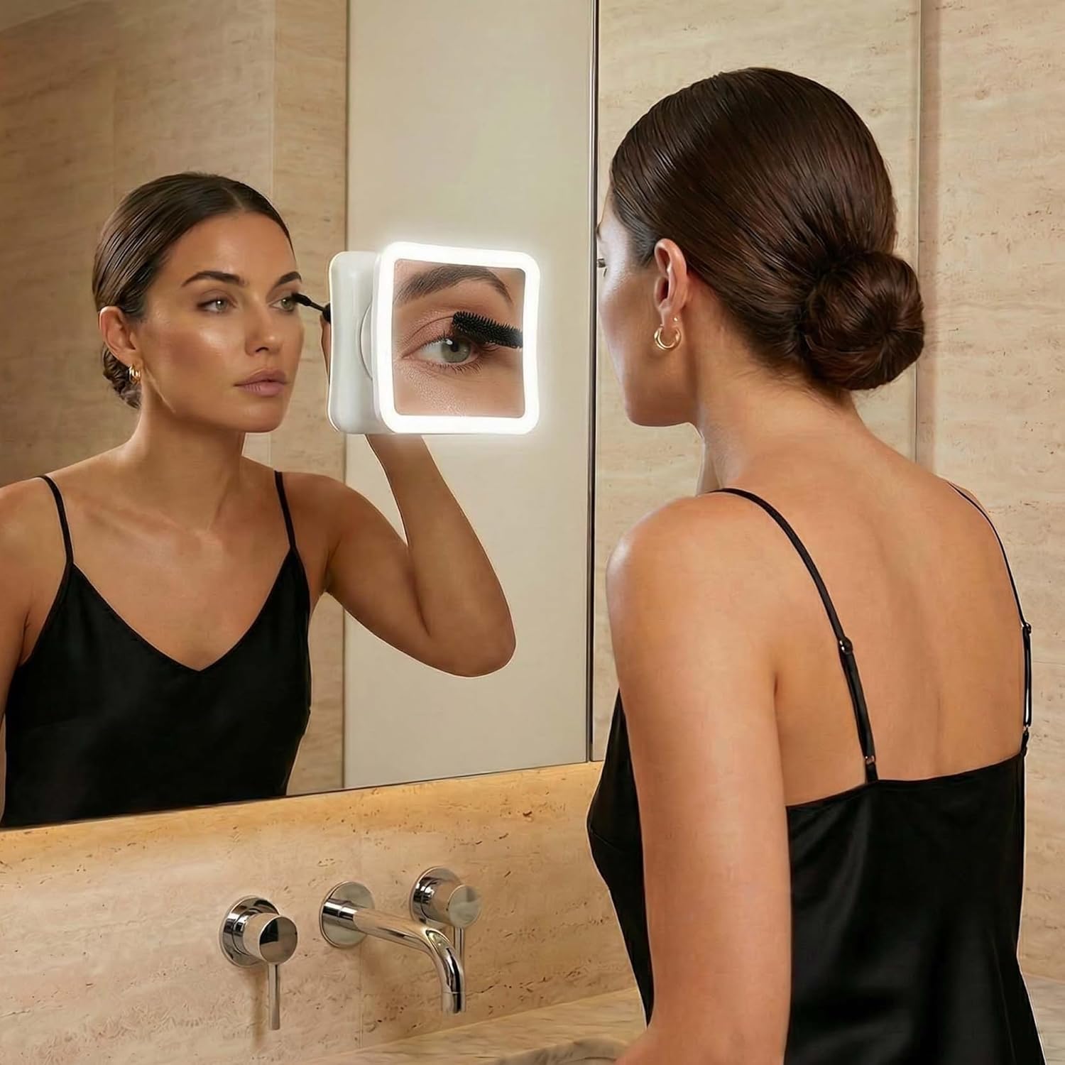 Fancii 20x Magnifying Makeup Mirror with LED Lights, Rechargeable, High Zoom | 7-inch Large Lighted Travel Mirror for Vanity and Bathroom, Dimmable, 3 Light Settings, Strong Suction, 360° Rotation - Image 3
