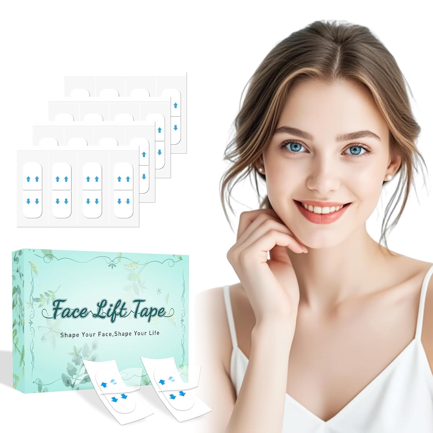 Face Lift Tape,Neck Lifting Invisible,156 PCS Facelift Tape for Wrinkles | Turkey Neck Jowls,Eyes Loose Skin Tightening V-Edge Facial Strip,Double Chin,Sagging Skin Secret Lift Magic Tape for Makeup