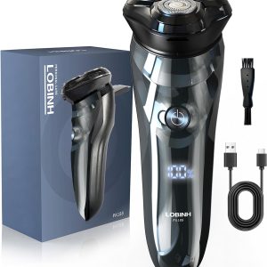 Electric Shaver for Men, 100% Washable Rechargeable Waterproof Electric Razor Wet & Dry Shaving with Pop-up Trimmer, 1 Hour Fast Charging, 4D Floating Head, LCD Power Indicator