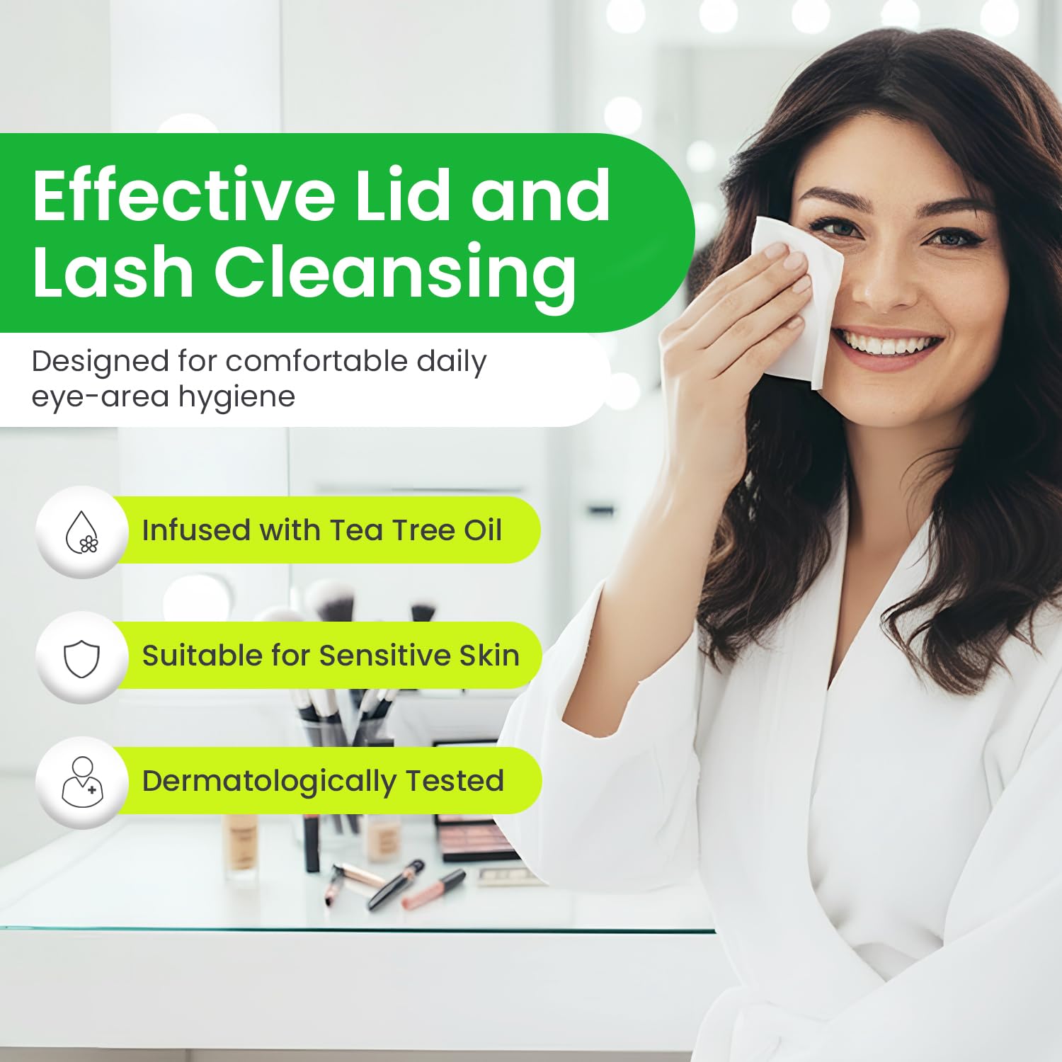 OPTASE TTO Eyelid Cleansing Wipes, 30 Count – Individually Wrapped Tea Tree Oil Eyelid Wipes – Preservative-Free Formula for Daily Use – Eye Doctor Recommended Tea Tree Eye Lid Cleanser - Image 2