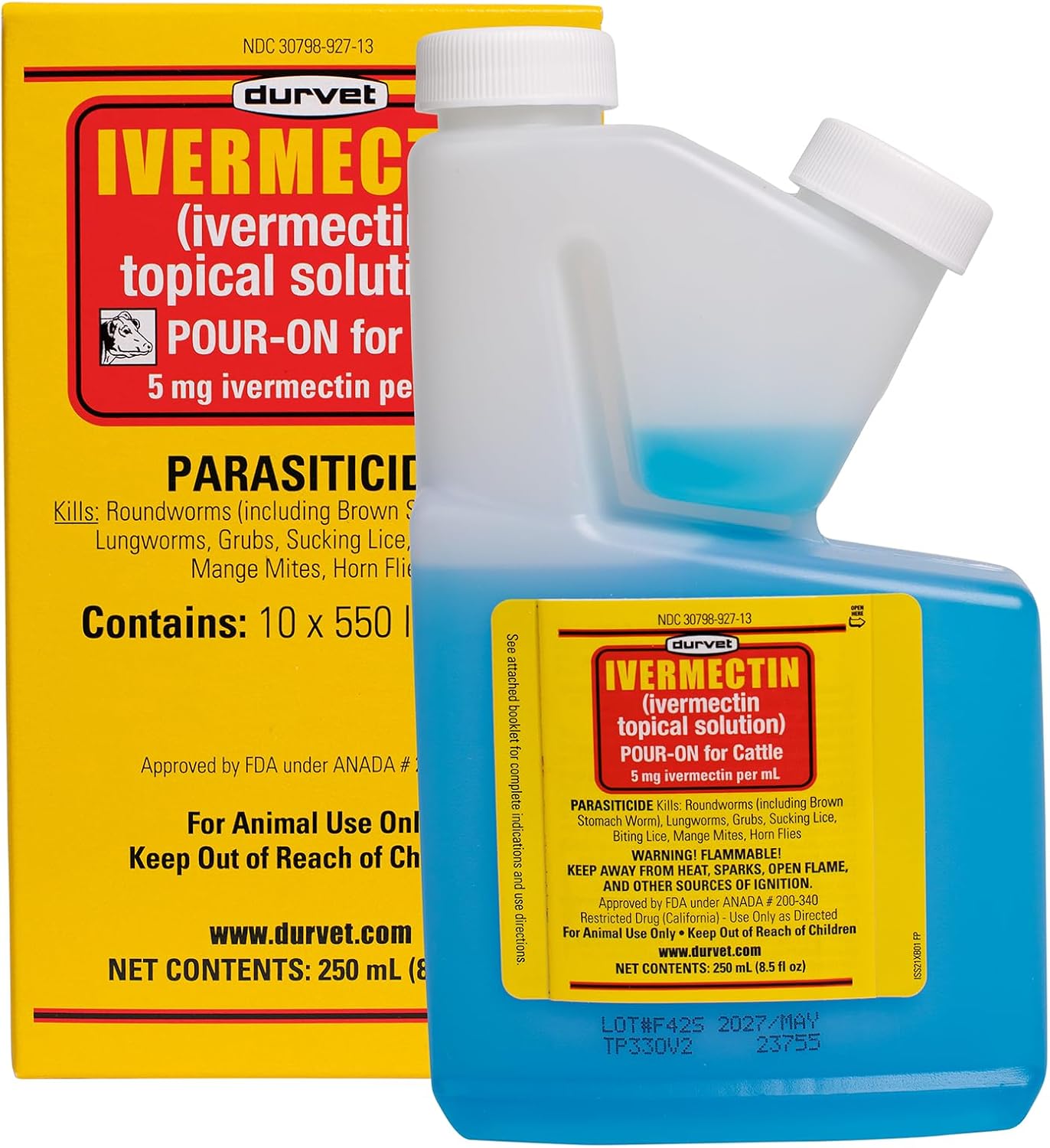 Durvet Ivermectin Pour On Dewormer 250mL