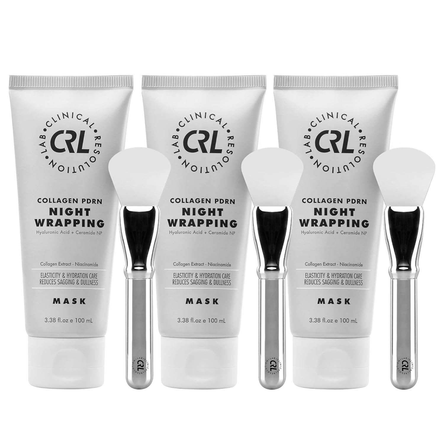 Clinical Resolution PDRN Collagen Night Wrapping Mask, All-In-One Nourish, Revitalize, Radiance for Youthful Glowing Skin Overnight Peel Off Face Mask Korean Skin Care Lab, 100ml 3 Pack