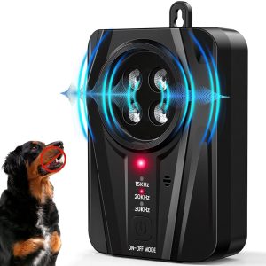 Dog Bark Deterrent Devices, Automatic Anti Barking Device with 4 Ultrasonic Transmitters Long Range 50FT, 3 Mode Rechargble Barking Control Devices, Effective Stop Bark Box Outdoor & Indoor