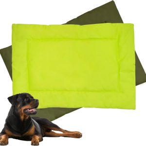 Downtown Pet Supply Dog Crate Pad, 35" x 22" - Waterproof, Ripstop Nylon Dog Crate Mat Chew Proof and Machine Washable - Dark and Light Green - L