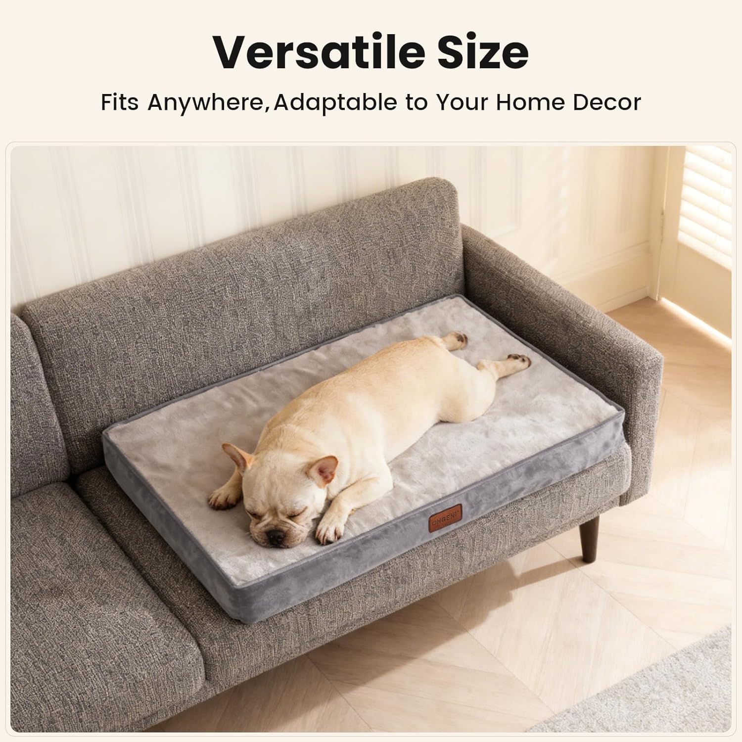 OhGeni Orthopedic Waterproof Dog Bed for Medium Dogs, Machine-Washable Removable Cover in Easy-Clean Fabric, Reversible Memory Foam & Easy-Carry Handle, Suitable for Crate, 30 inch (Gray) - Image 3