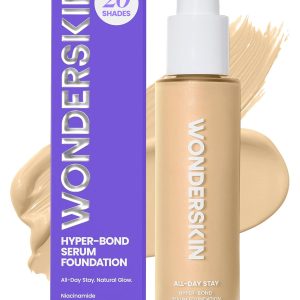 Click to see full view Wonderskin Hyper Bond All-Day Stay Serum Foundation – Waterproof, Transfer-Proof, 24HR Longwear Face Makeup with Niacinamide & Hyaluronic Acid – Lightweight, Natural Finish (Halo)