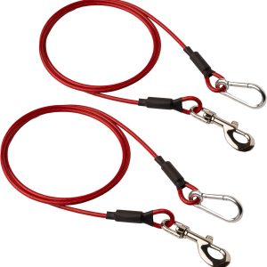 Leash Boss 2 Pack Tie Out Cables for Large Dogs - 5 Ft Heavy Duty Tether for Outside, Yard, Camping, and Training