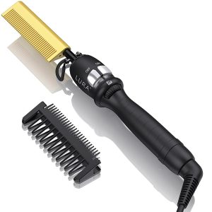 200-500°F Hot Comb:Electric Hot Comb for Lace Front Wigs,Electric Pressing Combs for Black Hair,Electric Straightening Comb for African American Hair(Black)