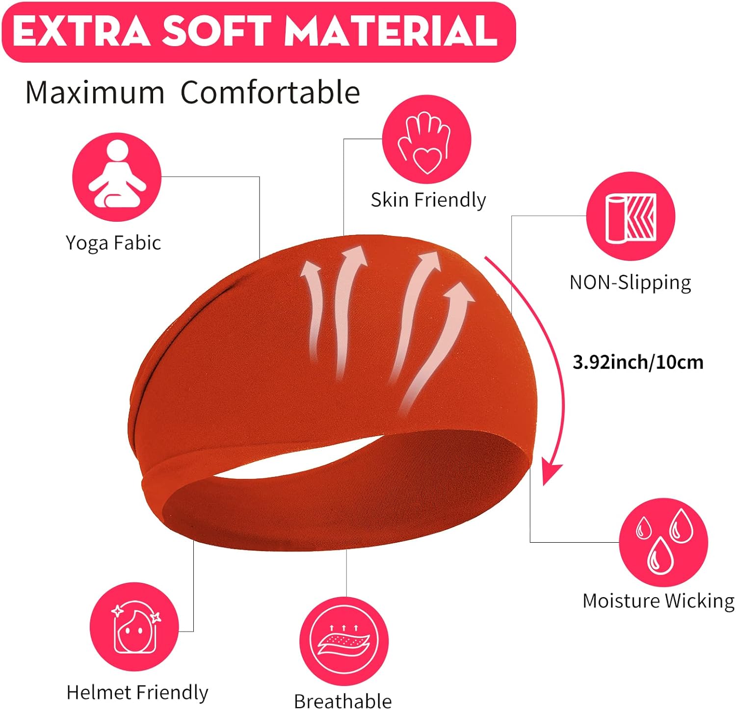 RITOPER Workout Wide Headbands for Women Non Slip, Super Soft Yoga Running Exercise Head Bands, Elastic Sweat Band Hair Bands for Women's Hair, Womens Solid Headband Hair Wrap - Image 2