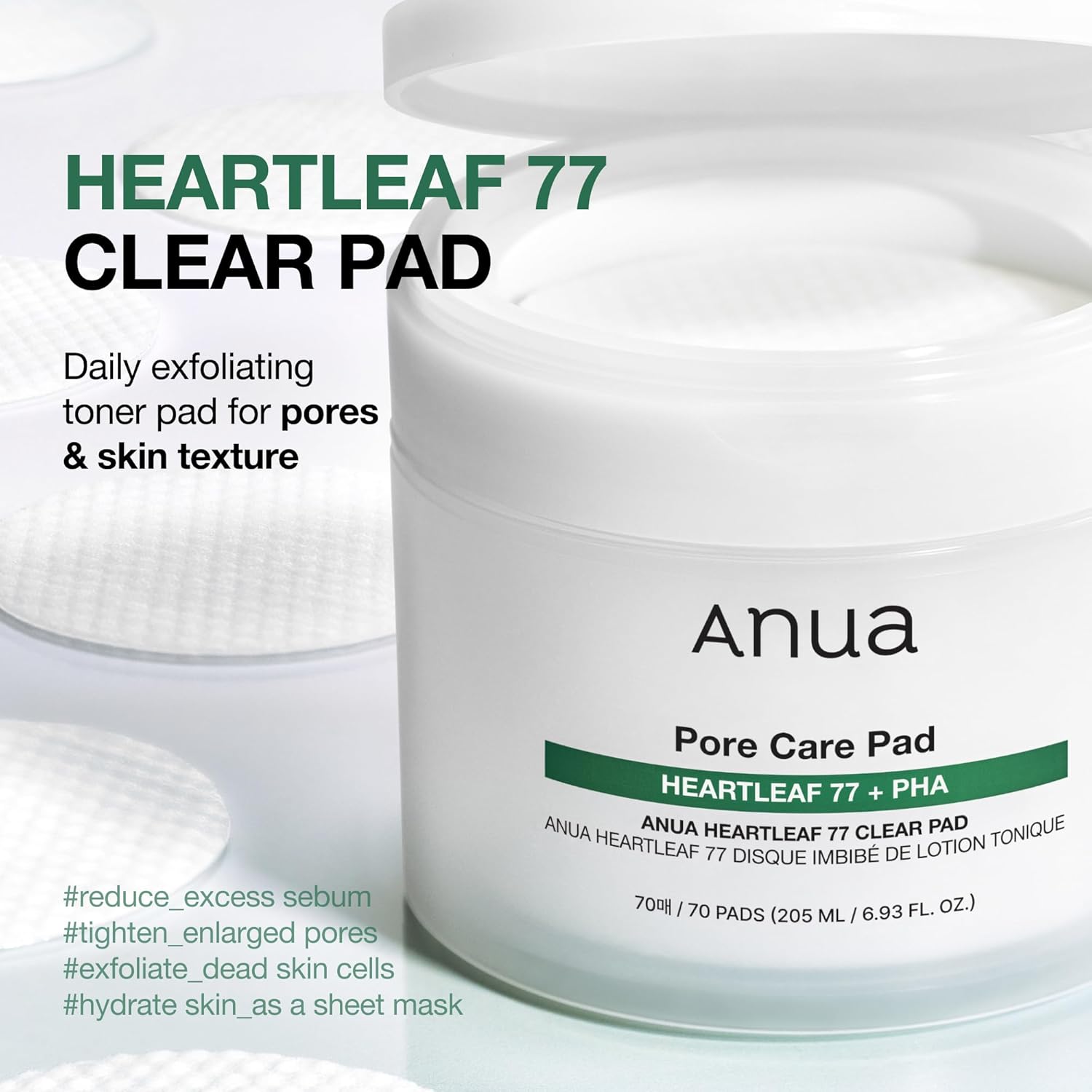 Anua Heartleaf 77 Toner Pads, Daily Exfoliating Toner Pad for Skin Texture Care with Centella & PHA, Dual-Textured Pore Pads for Sensitive Skin, Smooth Skin, Non-Comedogenic, Korean Skin Care, 70 Pads - Image 2