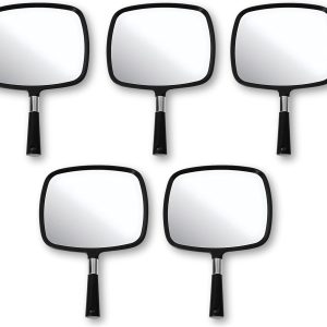 Mirrorvana Pack of 5 Large & Comfy Hand Held Mirror (Black)