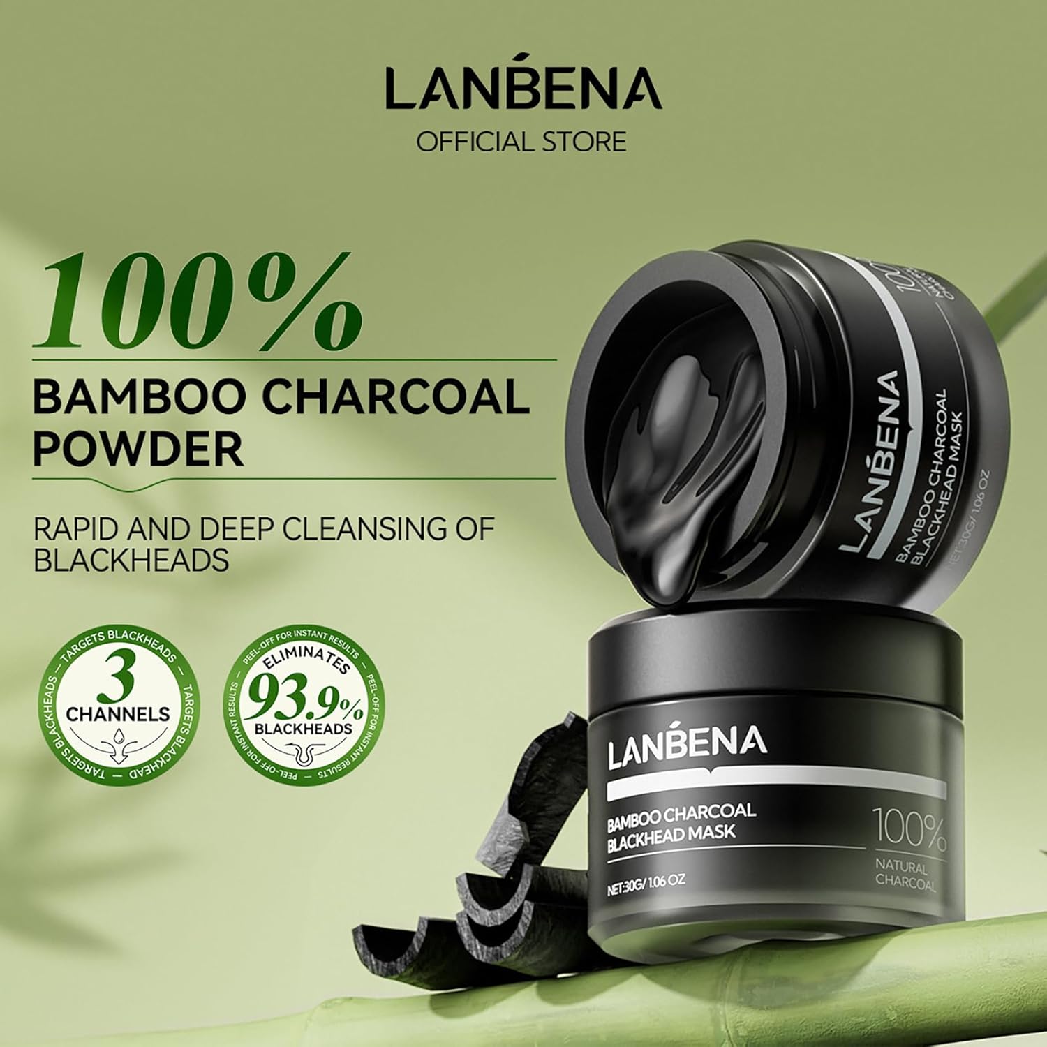 LANBENA 3.0 Bamboo Charcoal Nose Pore Strips, UPGRADED Blackhead Remover Mask for Stubborn Blackheads, Dirts, Whiteheads, Oil and More, Face Pore Purifying Cleansing, Aloe Vera, Volcanic Ash - Image 3