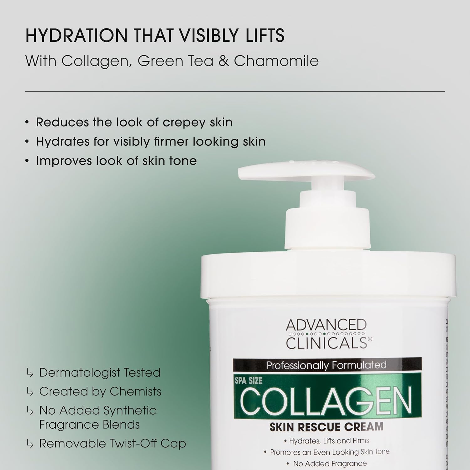 Advanced Clinicals Unscented Collagen Body Cream + Collagen Serum For Face 2PC Skincare Set | Face Serum & Body Lotion For Women & Men Helps Improve Look Of Wrinkles & Dry Skin, Fragrance Free, 2pc - Image 3