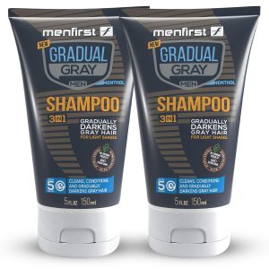 MENFIRST - Gray Hair Reversal Shampoo - Gradual Darkening for Light Brown to Blonde Hair - Hypoallergenic & Chemical-Free - Gray Reducing Formula for Men - 2 Pack, 5 Oz Each