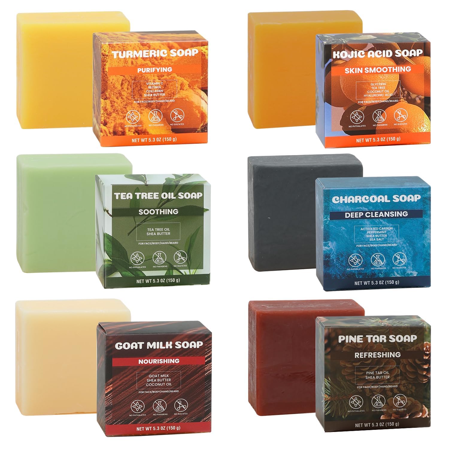 Rinse & Robust Men’s Natural Bar Soap for Men – Fresh & Clean Scent Variety Set (6-Pack, 5.3 oz Each) – Not Overpowering – Gentle Soap Bars for Face, Body & Hand – All Skin Types – Ideal Gifts for Men - Image 2