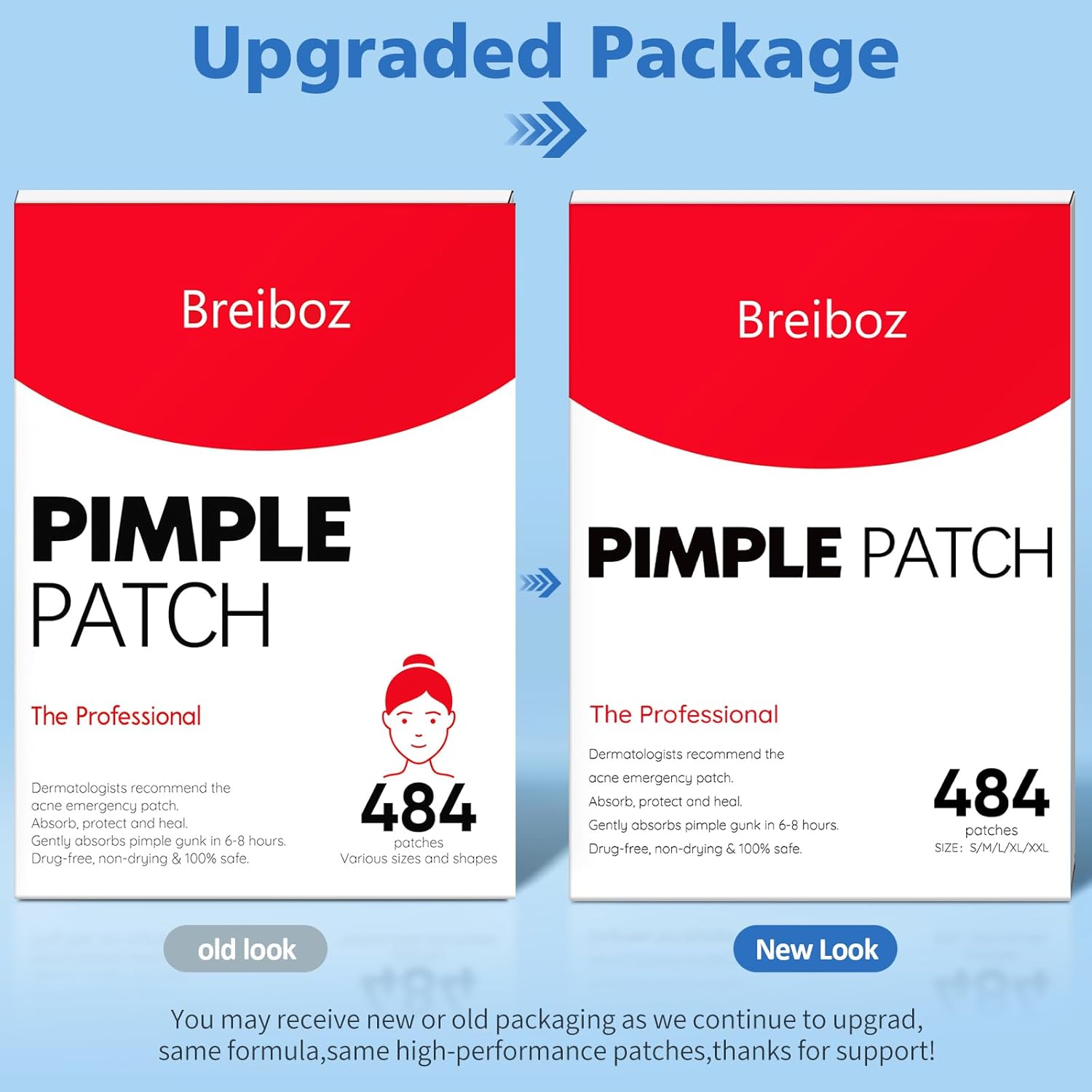 Large Pimple Patches Full Face,484 Patches,XL Acne Patches,Big Hydrocolloid Bandages for Body, Forehead, Chin, Neck Zit Breakouts w/Tea Tree, Salicylic Acid & Cica Oil|,Freely Customized Pimple Patch - Image 3
