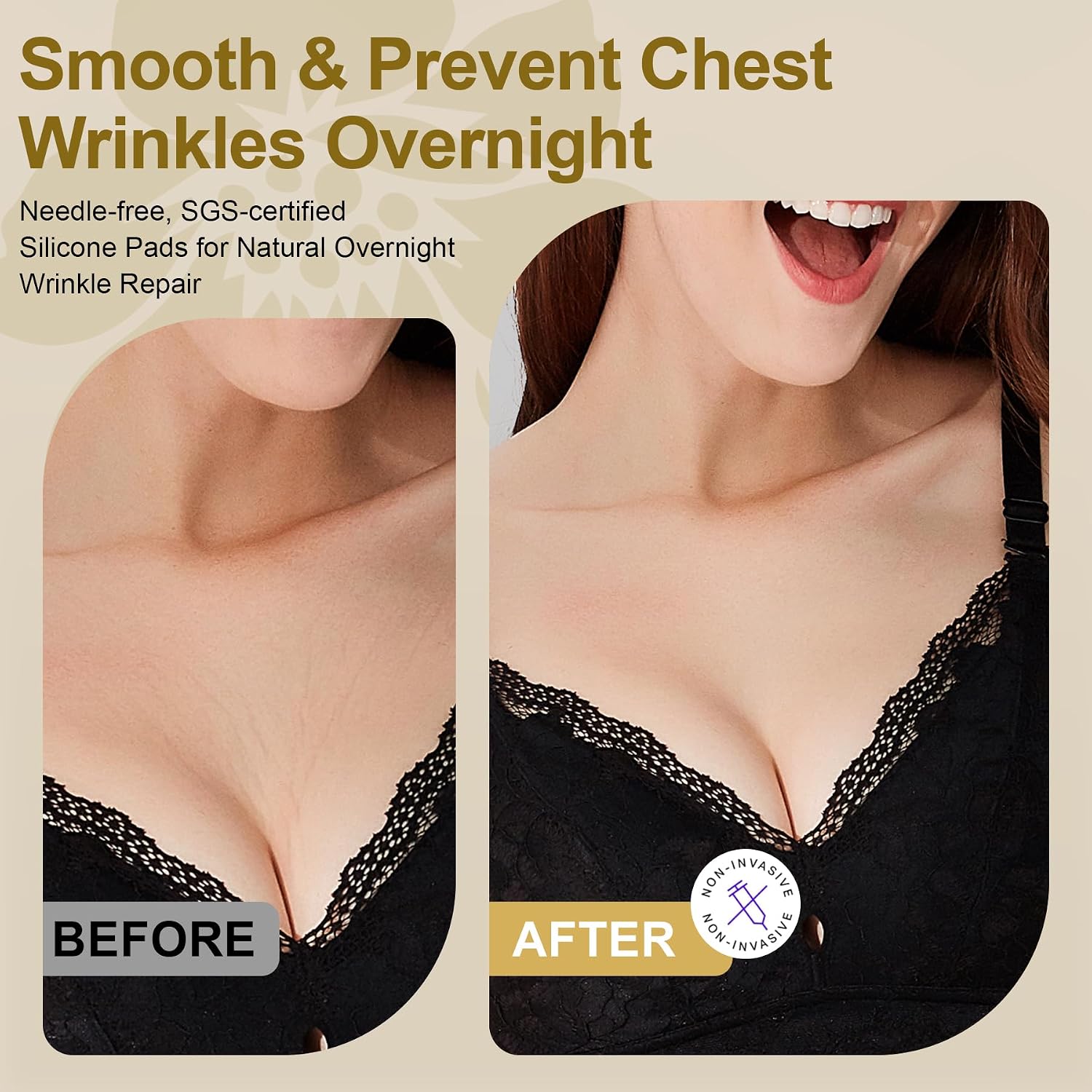 Chest Wrinkle Patches 2 Pack (30 Day Supply) | Reusable Silicone Pads for Wrinkles, Neck Wrinkle Patches for Skin Smoothing, Overnight Chest Wrinkles from Side Sleeping - Image 2