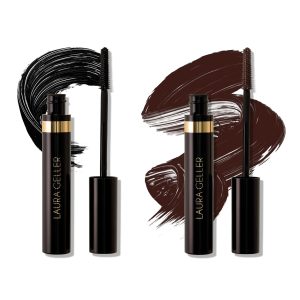 LAURA GELLER NEW YORK Kajal Longwear Mascara – Black and Brown Duo – Volumizing, Lengthening, & Defining Mascara - Buildable, Smudge‑Proof & Flake‑Proof Wear