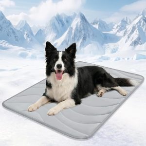 Cozyide Dog Cooling Mat, Q-Max>0.45 Thin Breathable Cooling Mat for Extra Large Dogs, Washable Reversible Dog Pad for Four Seasons, 40" L x 28" W, Light Grey