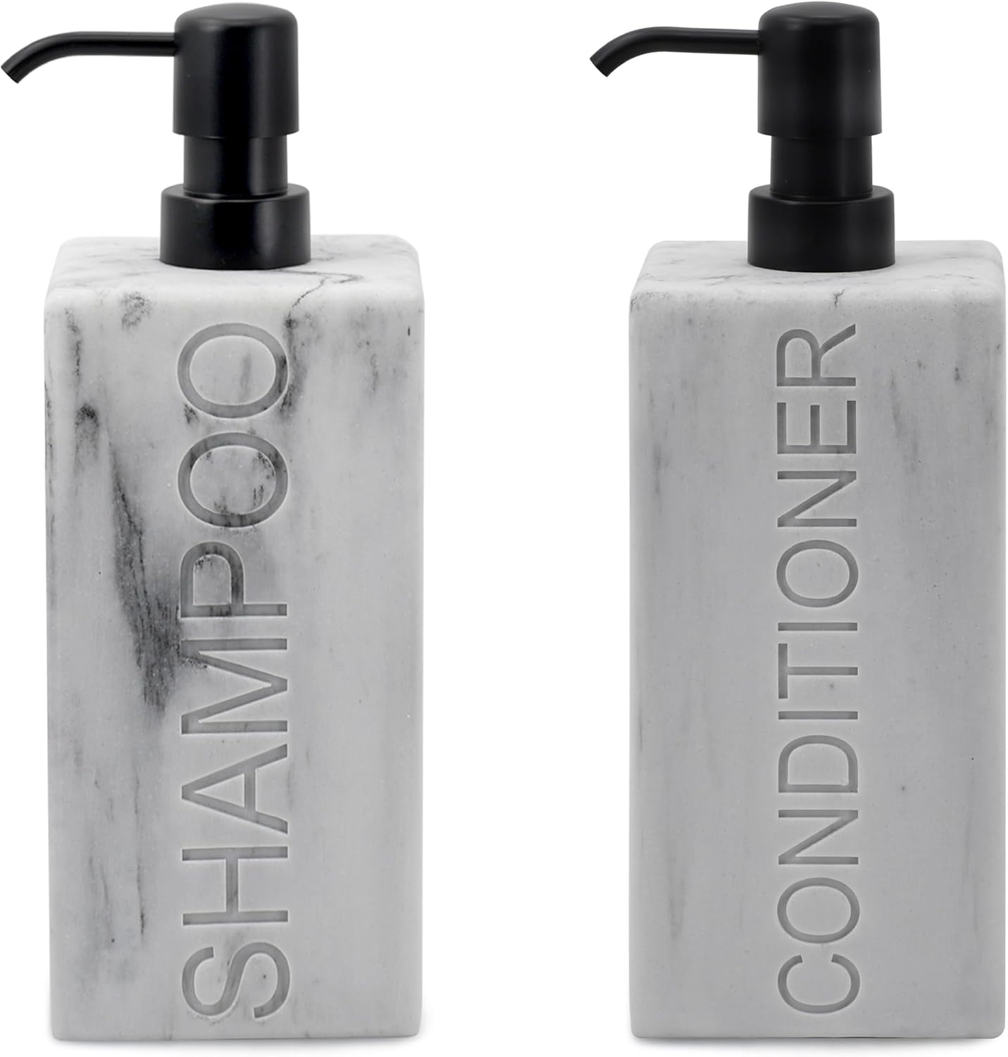 Rectangular Resin Dispenser Premium Bathroom Shampoo Conditioner Body Wash Bottle Modern Refillable Pump Design - Image 3