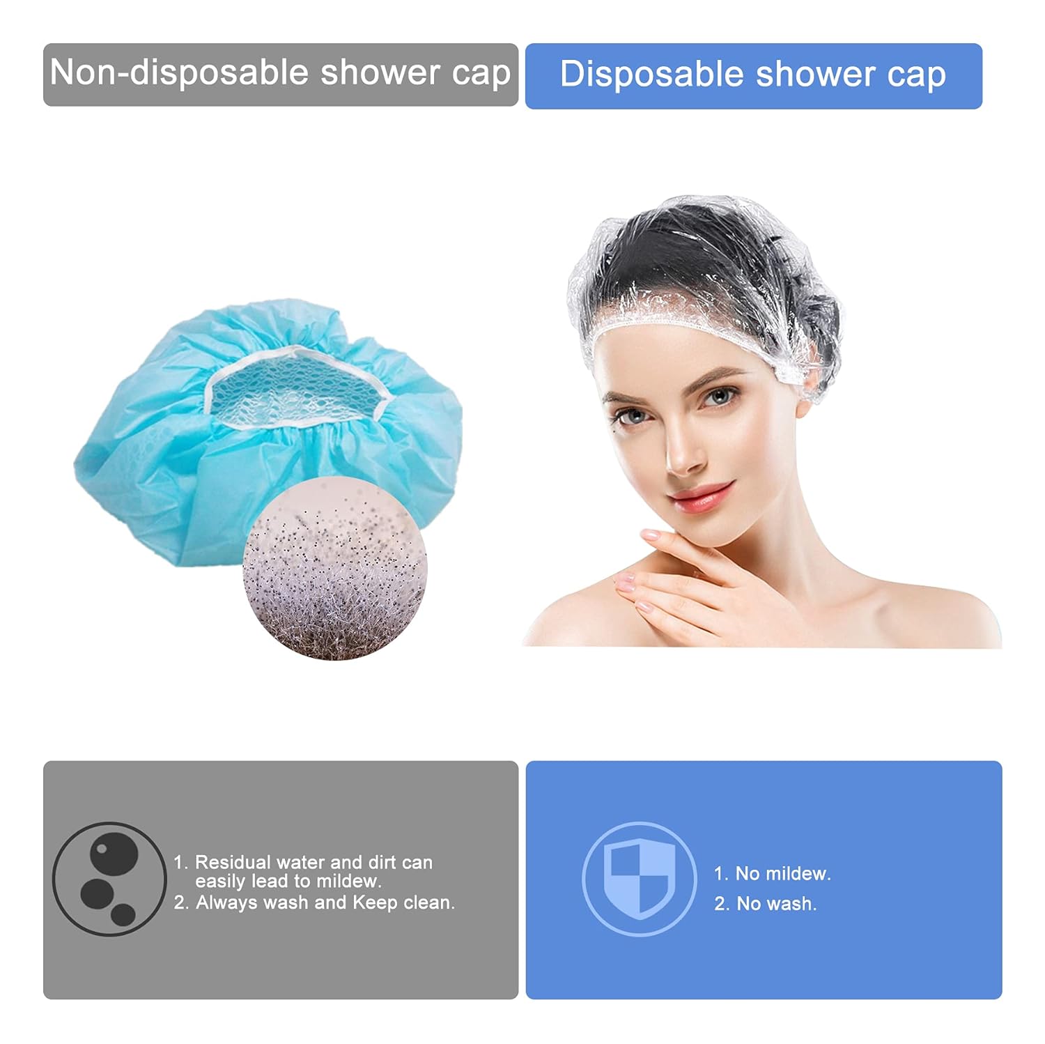 1000 PCS Upgrade Disposable Shower Caps. Ceizioes Waterproof Hair Bath Caps. Thickening Shower Cap for Women Kids Girls. Hotel and Hair Salon. Travel Spa. Home Use Beauty Salon - Image 3