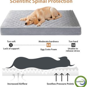 WNPETHOME Orthopedic XXL Dog Beds Large Sized Dog, Waterproof Extra Large Dogs Bed with Removable Washable Cover, Multi-Needle Quilting Dogs Crate Bed