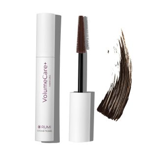 Rumi Cosmetiques VolumeCare+ Mascara For Mature Women - Extreme Length and Volume 2-in-1 Formula - No Clumps or Flaking, Long-Wearing, Hypoallergenic Mascara For Sensitive Eyes (Dark Brown)