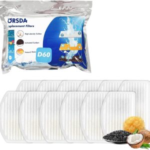 ORSDA Cat Water Fountain Filters, Carbon and Resin Filters ONLY for 100oz/3L Automatic Pet Fountain Dog Water Dispenser, 3 Triple Filtration System（12 Pcs）