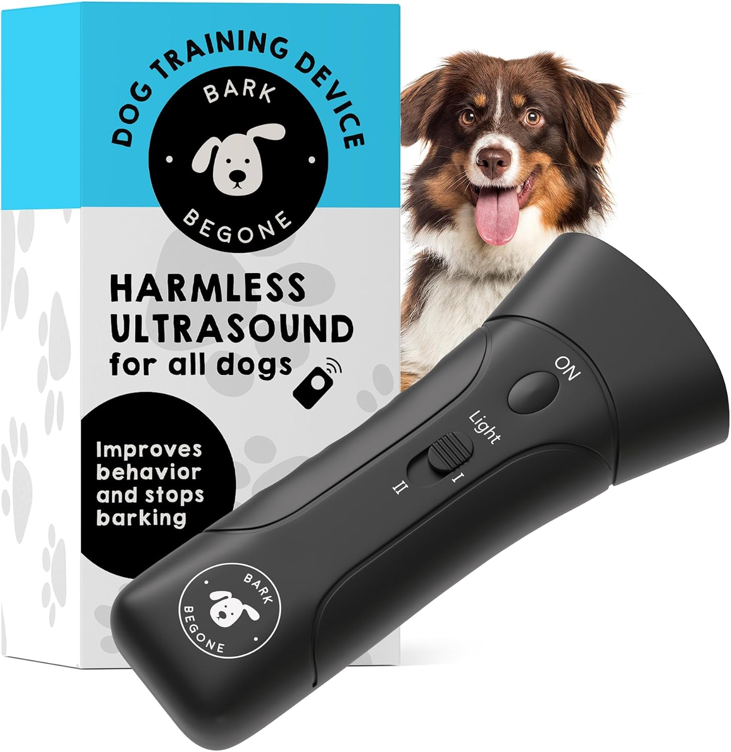 Ultrasonic Dog Bark Deterrent & Behavior Corrector - Stop Barking, Jumping, Aggression Without Yelling -Just Point & Press! Backed by Kevin Harrington from Shark Tank (Bark Begone Classic)