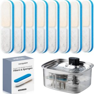 10L Pet Water Fountain Filters, Stainless Steel Dog Cat Dispenser with Wi-Fi, 2.64 Gallon Automatic Filtered Water Bowl Using Filter, 8 Filters and Sponges