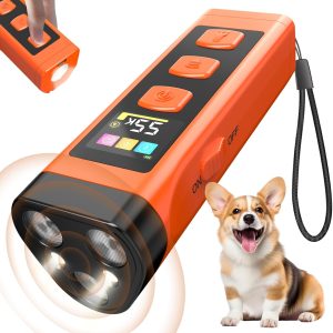 Dog Bark Deterrent Device, Ultrasonic Dog Trainer, Anti Barking Device with 65FT Range, Humane Bark Control for Dogs, 3 Training Modes, Works Indoors & Outdoors