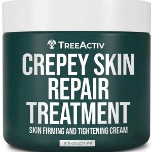 TreeActiv Crepey Skin Repair Cream, 8 oz Firming Body & Neck Cream with Hyaluronic Acid, Glycolic Acid & Shea Butter, Helps Crepey Skin Look Smoother, 500+ Uses