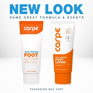 Carpe Sweat Absorbing Foot Lotion, A Dermatologist-Recommended Solution to Stop Sweaty, Smelly feet, Helps Prevent blisters, Great for hyperhidrosis (Pack of Two)