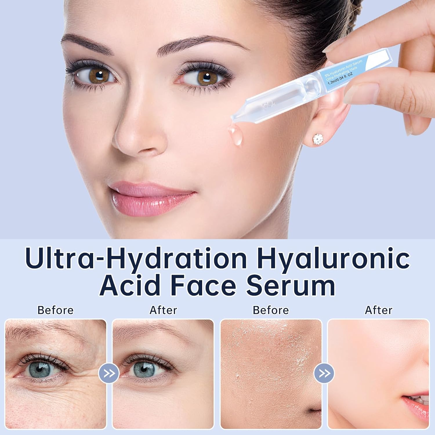 3% Hyaluronic Acid Serum Ultra-Hydrating Vials, 60pcs Hyaluronic Acid Tubes, Wake Nature Perfection, Hyaluronic Serum for Face, Ultra Hydrating Essence with Collagen & Hyaluronic - Image 2