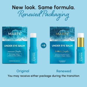 MAREE Under Eye Balm Stick Hydrating 3 PACK – Retinol Caffeine Under Eye Brightener Stick for Older Women – Collagen Undereye Cream for Dark Circles & Wrinkles – 0.28 Ounce, Blue