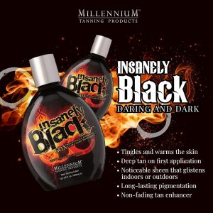 Millennium: Dark Tanning Lotion for Tanning Beds or Outdoors - Tanning Bed Lotion with Bronzer & Silicone for Tattoo Protection - Women & Mens Tanning Lotion - Insanely Black 60x, Mega Tingle, 13.5oz