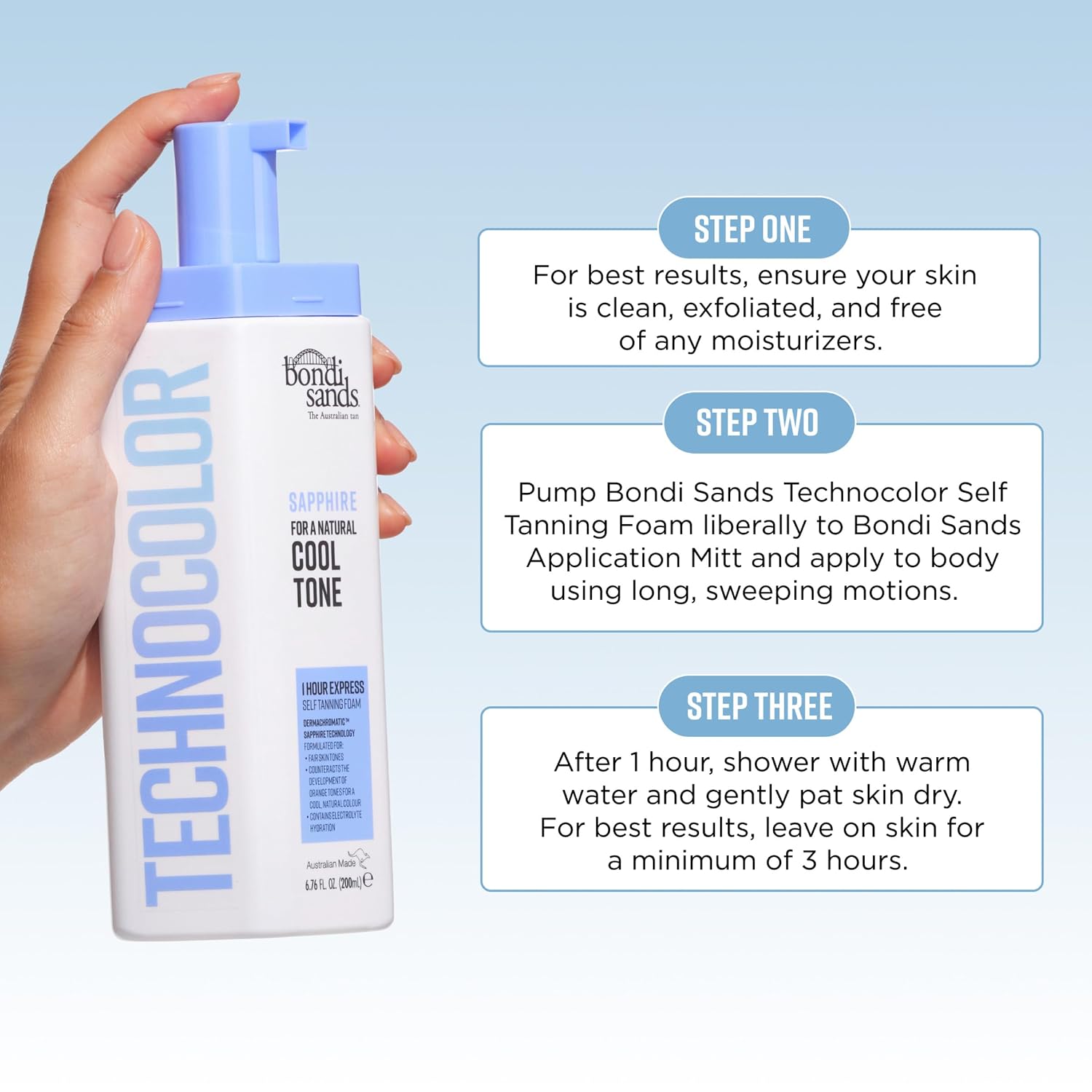 Bondi Sands Technocolor 1 Hour Express Self Tanning Foam, Innovative Formula, Hydrates for Natural Enhanced Skin Results, Available in 4 Shades - Image 3