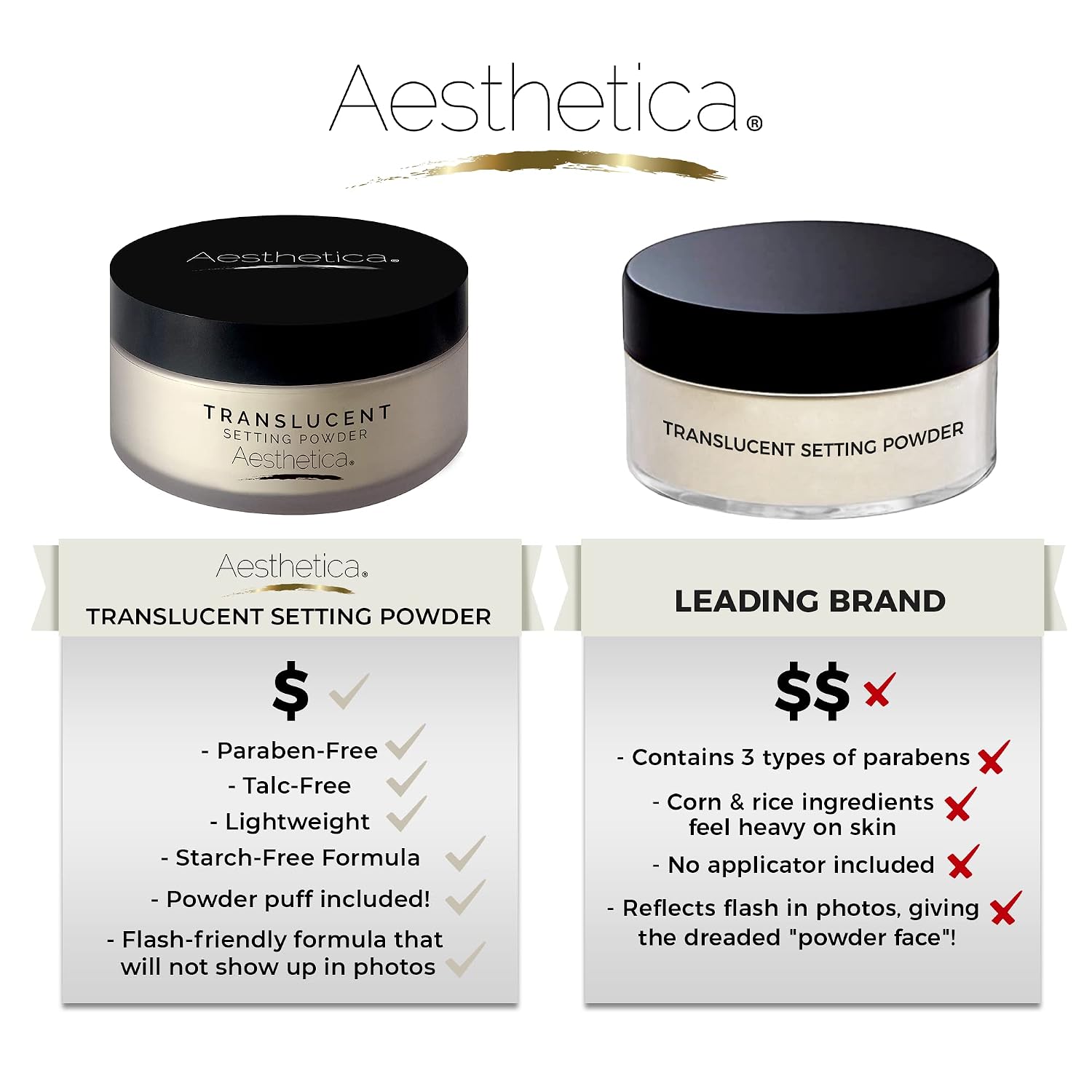 Aesthetica Translucent Setting Powder Matte Finishing Makeup Loose Setting | Flash Friendly Translucent Powder Foundation - Loose Face Powder Includes Velour Puff - Image 3