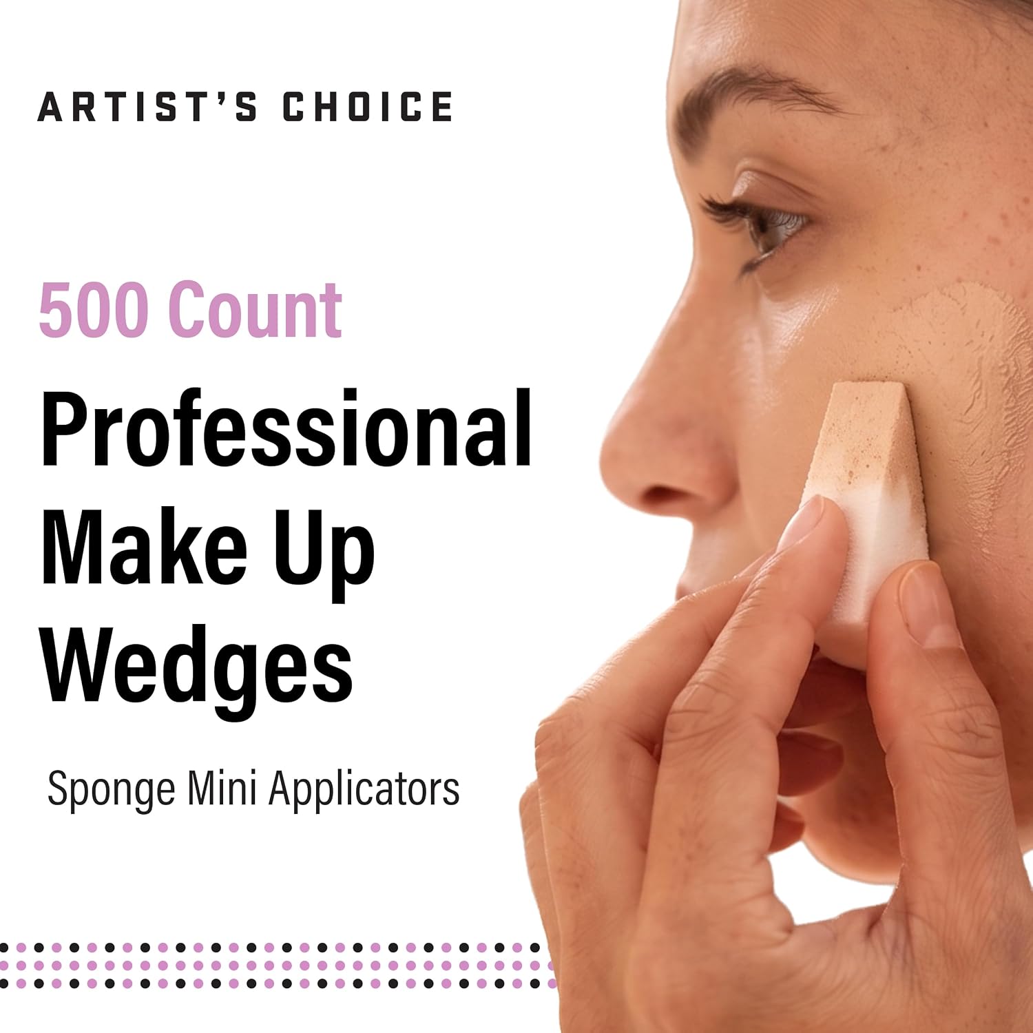 Artist's Choice 500 Pack Makeup Sponge Mini Applicator Wedges, Triangle Cosmetic Sponges for Foundation, Blush, Eye Shadow, Blending and Smoothing, Disposable, Latex Free - Image 2