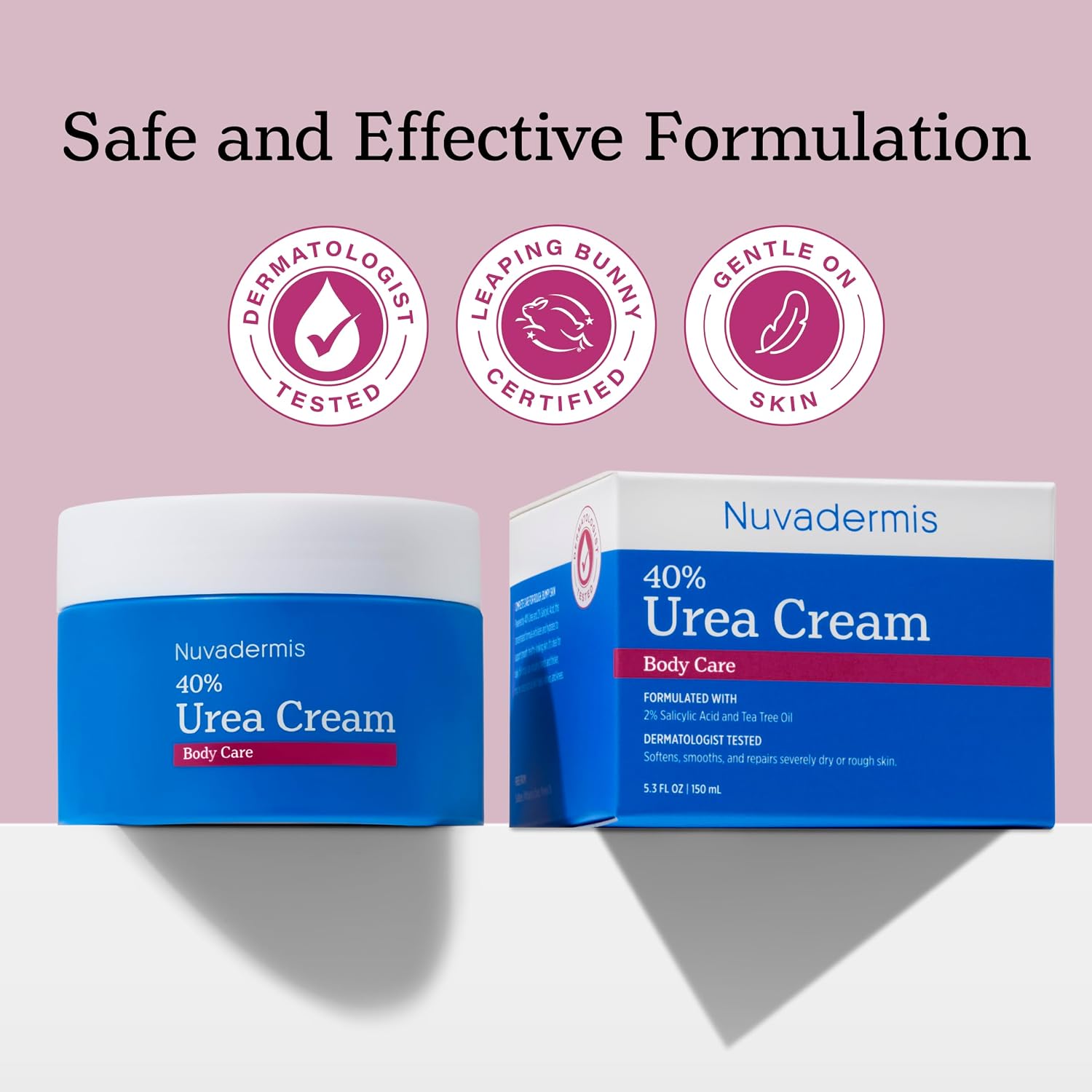 NUVADERMIS 40% Urea Cream - Full Body Moisturizing Cream for Extremely Dry Skin - Maximum Strength Urea Cream with 40 Percent Urea for Feet, Hands, Elbows & Body - Urea + Salicylic Acid – 5.3 fl oz - Image 2