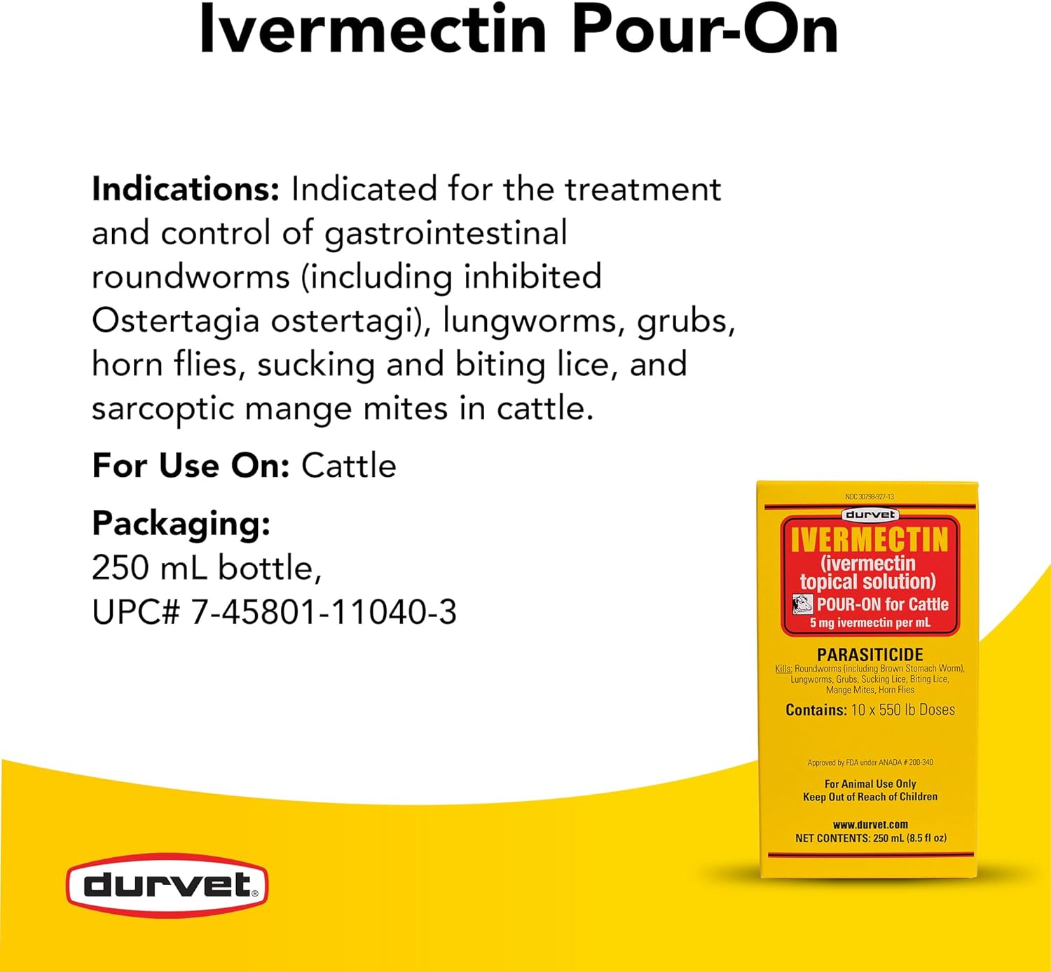 Durvet Ivermectin Pour On Dewormer 250mL - Image 3