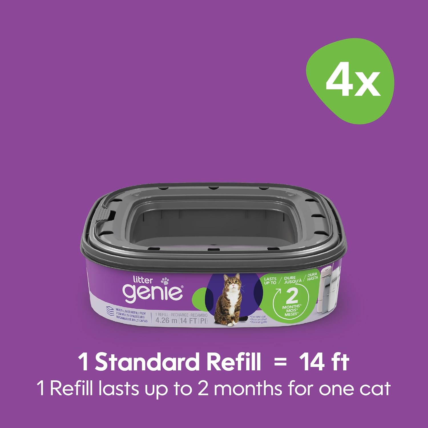 Litter Genie Refill Bags | Standard 4-Pack, 56 total ft | Up to 8 Months of Supply | Ultimate Odor Control Cat Litter Bags - Image 2