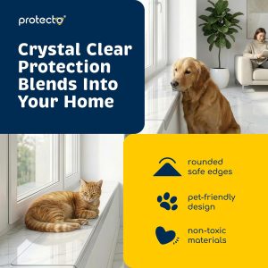 PROTECTO 2-Pack Window Sill Protector from Dogs 35.5 x 2.25 Clear Window Guards from Cats Scratching, Chewing & Clawing | Keep Your Sills Smooth & Paws Safe | Ultra Strong Window Sill Cover Protection