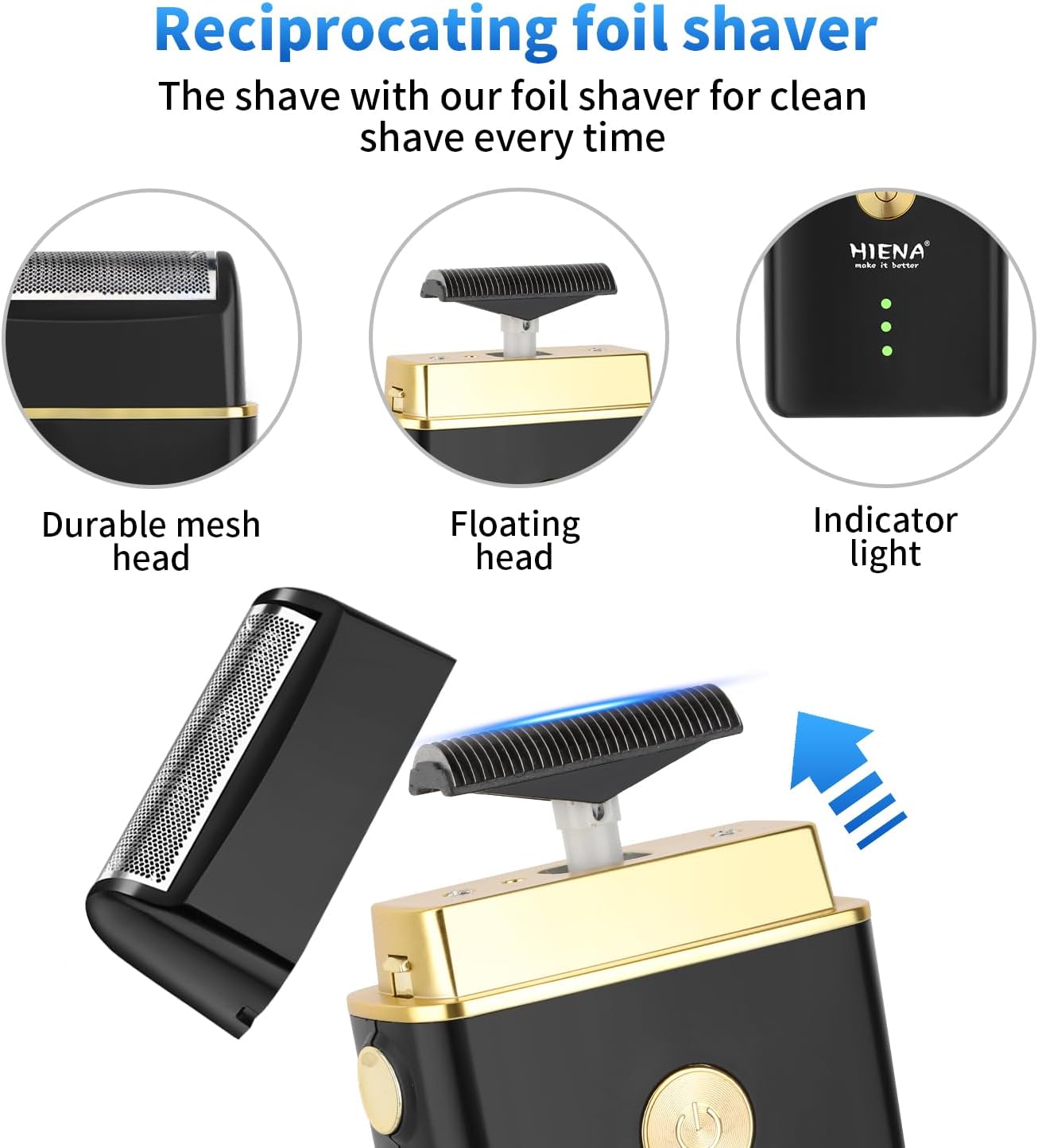 HIENA PRO Professional Hair Clippers for Men, Cordless Hair Clipper for Barber Clippers and Trimmer LED Haircut Set with Foil Shaver, Nose Trimmer, Rechargeable Clippers for Men - Image 2