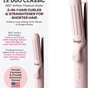 L’ANGE HAIR Le Duo Standard 360° Airflow Styler | Curl & Straighten with One Tool | 3.5" Snag-Free Titanium Plates | Cooling Air Vents to Set Curls | Adjustable Temp & Auto Shut-Off | Blush